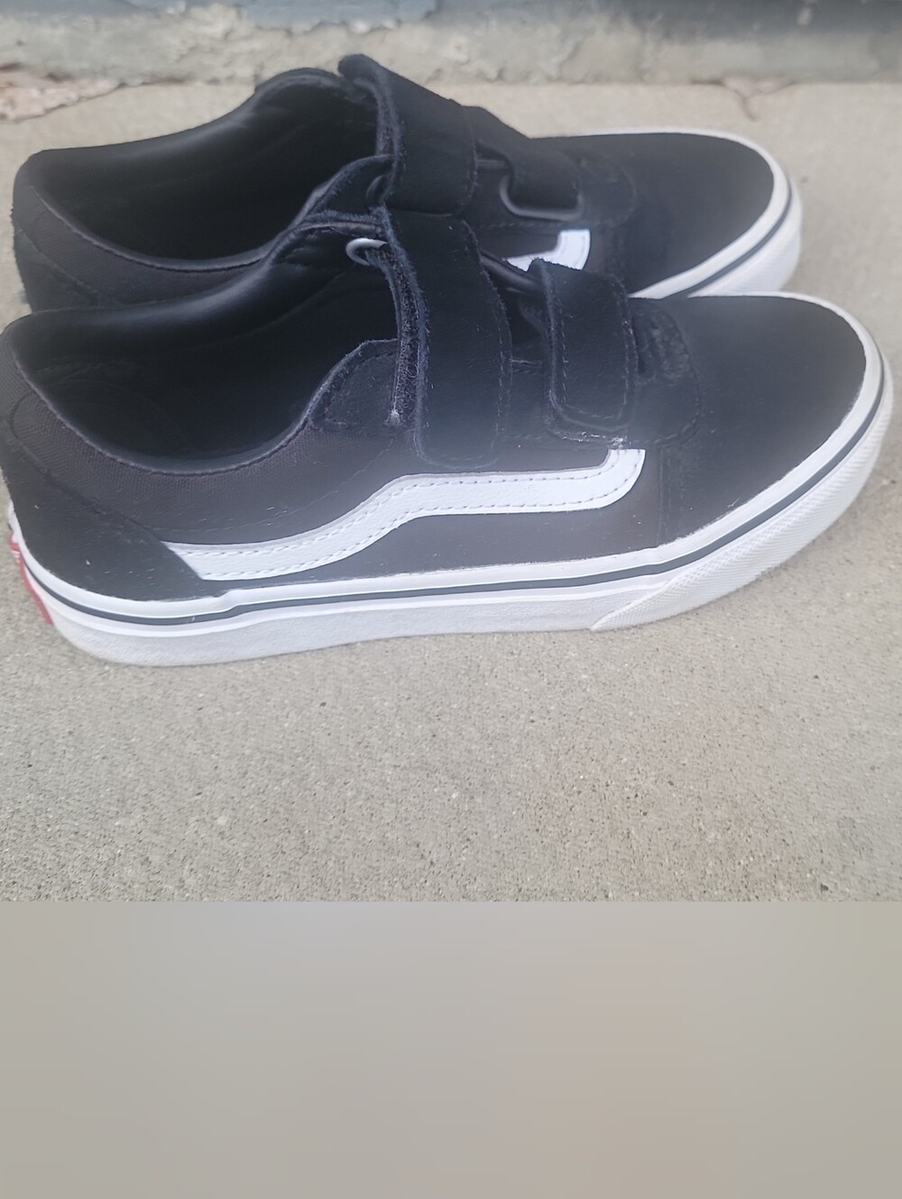 Vans Black and White Kids Velcro Skate Sneakers